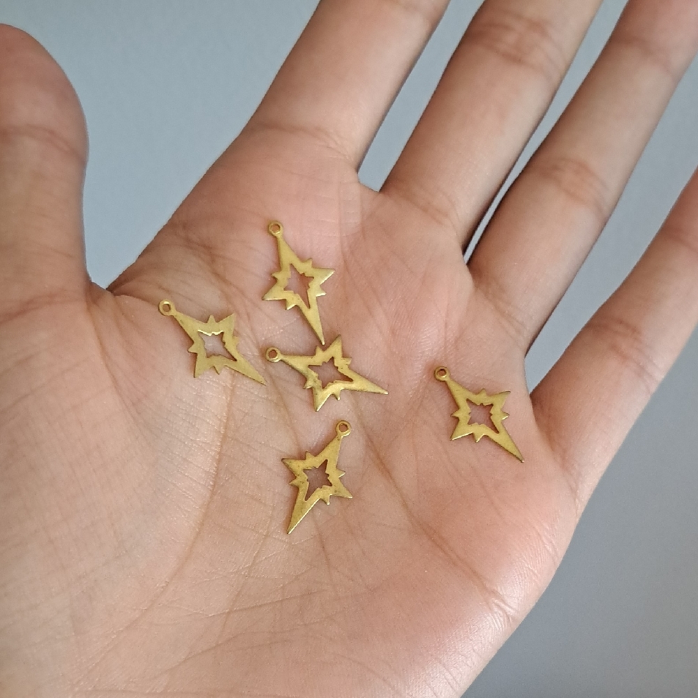 Gold Starburst Charm Earrings / Necklace Pkg 5